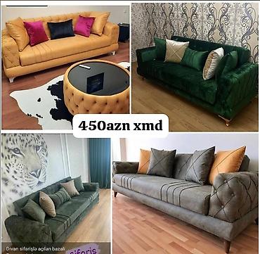 Divanlar: Tek divan – 450 AZN - Müasir dizayn: dərin kapitone tikişlər, qızılı — 7