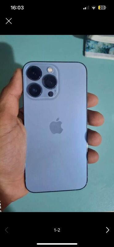 ekran iphone: IPhone 13 Pro, 256 GB, Pacific Blue, Face ID, Simsiz şarj, Sənədlərlə