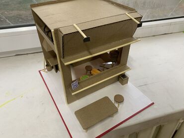 Игрушки: Продаю макет, мини закусочной шаурма из картона с зарядкой подсветкой — 4