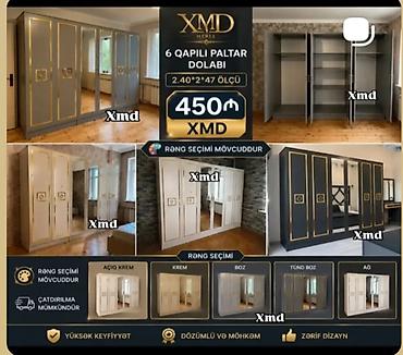 aluminium qapi pencere: 6 qapılı paltar dolabı – XMD Mebel Ölçü: 2.40 m (eni) × 2 m — 1