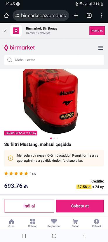 su despensoru: İşlənməmiş, tam yeni 6 mərhələli Mustang Life Water RO su filtri — 2