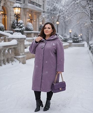 asbaz geyimi: Palto, XL, 2XL, 3XL, rəng - Bənövşəyi — 1