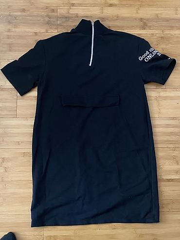 hind geyimləri: Qara rəngli qısaqollu t-shirt/tunika-stil üst geyim - Rəng: tam qara — 1