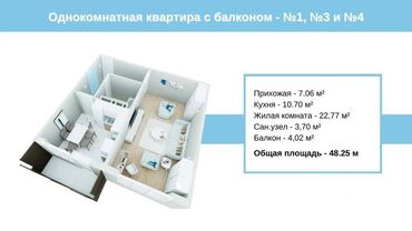 квартира молодежный квартал: 1 комната, 48 м², 108 серия, 4 этаж, ПСО (под самоотделку)