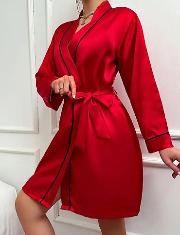 ps baletanke: Saten kimono/bademantil, vel. XL – crvena boja - Materijal: glatki — 3
