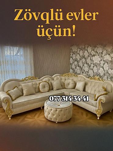 Zövqlü evlər üçün klassik üslubda künc divan dəsti. - L-formalı