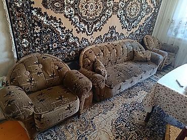 рестоврация дивана: Комплект мягкой мебели, Б/у, Самовывоз, цвет - Коричневый — 1