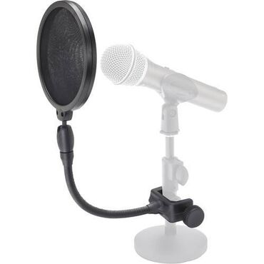telefon mikrofonları: İki qatlı 4,75" neylon mesh ekranla Samson-dan olan PS05 Mikrofon Pop