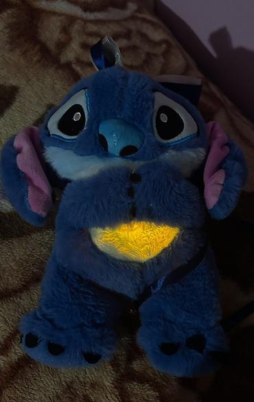 amerikanka uşaq ətəyi: Məhsul: İşıqlı plyuş “Stitch” oyuncağı - Rəng: mavi, qulaqların içi — 2