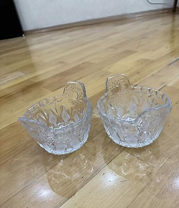 sufre dekoru: XRUSTAL şüşədən 2 ədəd qab dəsti CÜTÜ 30 m YENİDİR - Material: ağır — 3