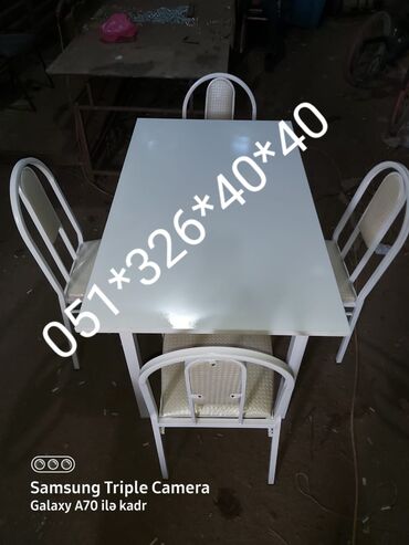 Masa və oturacaq dəstləri: Qonaq otağı üçün, Yeni, Açılan, Dördbucaq masa, 6 stul — 23