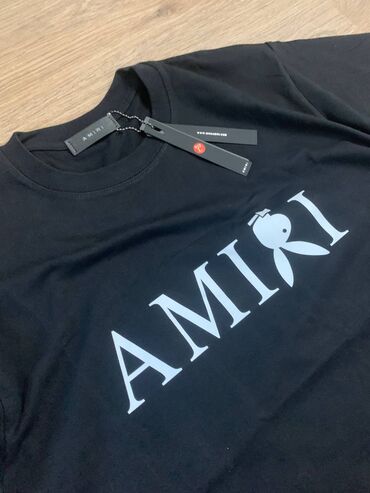 Футболки: Продам Свага вещи по предоплате Черная футболка Amiri с большим белым
