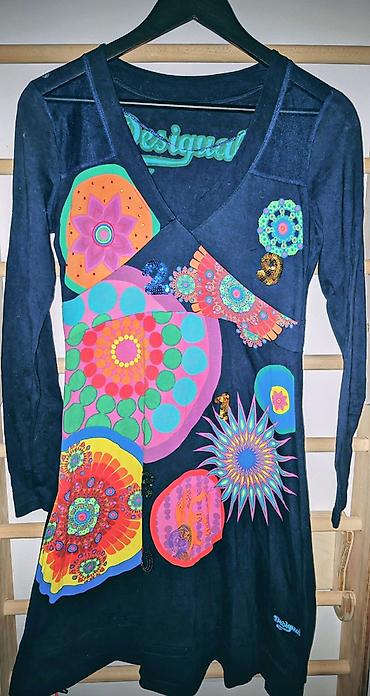 lil solid accessories: Desigual haljinaV izreza, pamuk, M velicina, teget boje sa sarenim — 2