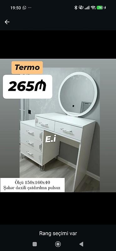 Termo makiyaj masası və güzgü dəsti - Qiymət: 265₼ - Ölçü: 150 × 160