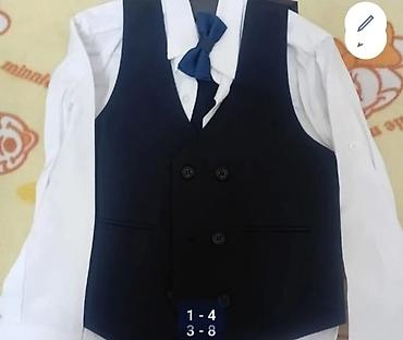 3 duymə koynək: Uşaq üçün klassik kostyum dəsti - Rəng: tünd göy (navy) - Komplekt — 1