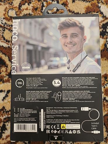 Наушники: Беспроводные гарнитуры, Hoco, Б/у, цвет - Черный — 2