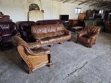 Stilske garniture: Kožna garnitura za dnevnu sobu – 1 - Sastav: trosed i dve fotelje - — 8
