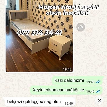 Tək nəfərlik çarpayı və tumba dəsti - Ölçü: tək nəfərlik çarpayı