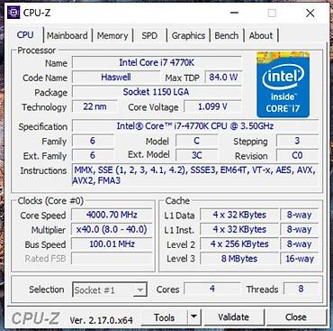 Prosessorlar: Prosessor Intel Core i7 i4770k, > 4 GHz, 4 nüvə, İşlənmiş — 2