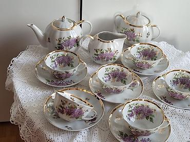 çay servisi: Çay dəsti, rəng - Ağ, Farfor, 6 nəfərlik, SSRİ — 2