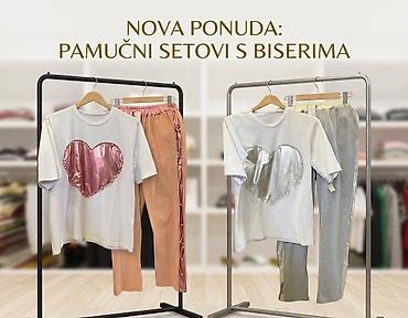 a1 kapsule: Pamučni ženski kompleti s biserima. - Majica kratkih rukava,napred — 1