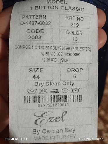 smoking: Kişi smoking dəsti – Ezel brendi - Rəng: tünd göy (navy), parlaq — 9