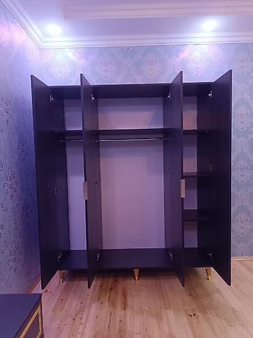 Yeni, 4 qapılı, Güzgülü, Ağ, Açılan, Düz dolab — 4