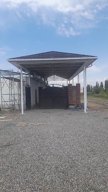 Навесы: Навес, Двускатный, Металл, Черепица, Установка — 2