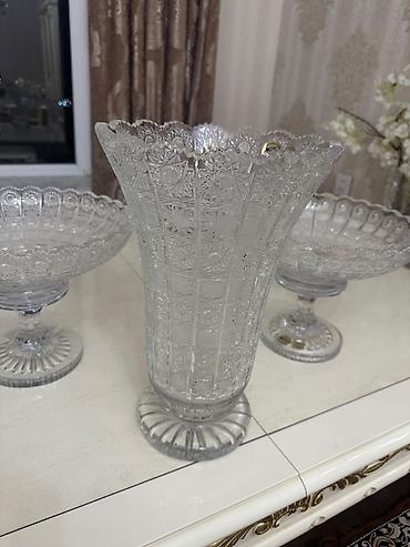 canli baliq: Bohemia kəsim kristal dəst Güldan 36 sm Meyve Qabı30 sm Temiz Tom — 1