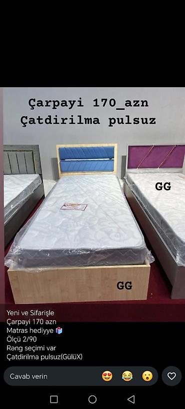 Ev üçün mebel: Çarpayı – tək nəfərlik model - Qiymət: 170 AZN (şəkildə göstərildiyi — 2