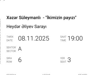 услуги няни в баку: 2 eded bilet biri 30 manat Tədbir bileti: “Xəzər Süleymanlı – İkimizin