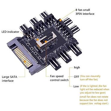 восемь: Разветвитель NNC FAN HUB SATA на 8 3PIN вентиляторов КОНТРОЛЛЕР — 4