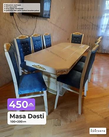 Ev və bağ: Məhsul: Masa Dəsti - Ölçü: 100 × 200 sm - Stul sayı: 6 ədəd - — 1