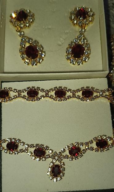 золото комплект: Набор украшений Golden Style с красными камнями, бижутерия — 2
