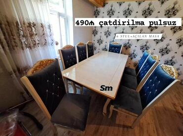 Masa və oturacaq dəstləri: Dördbucaq masa, 6 stul -da lalafo.az — 10 Masa və oturacaq dəstləri: Dördbucaq masa, 6 stul — 10