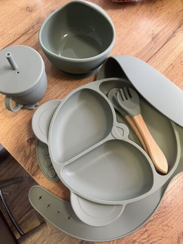 детские игровые комплексы: Детский набор для кормления из пищевого силикона, цвет —