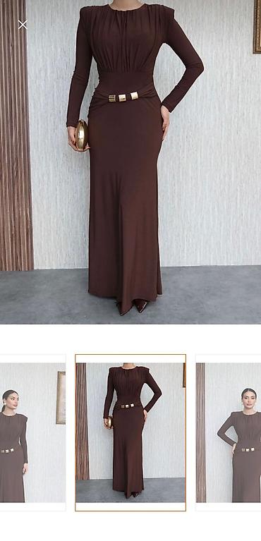 sarlar: Qadın gecə/libas donu – şokolad qəhvəyisi - Model: Uzun, yerə qədər — 2