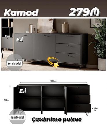 utu masası şkaflı: Kamod – Yeni model - Rəng: tünd boz/qartalqara ton - Ölçü: 183.6 x 40 — 1