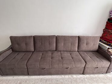 мебель диван раскладной: Диван-кровать, цвет - Коричневый, Б/у