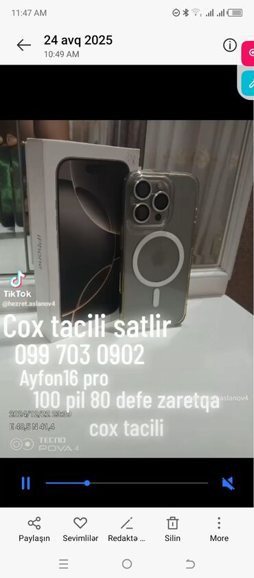 Telefon ehtiyat hissələri: IPhone 16 Pro