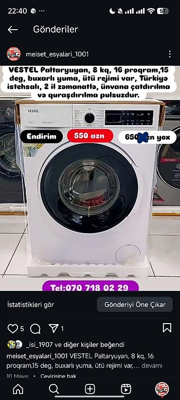 Paltaryuyan maşınlar: Paltaryuyan Anbardan satiş.Qimətlər aşagida qeyd olunub.Ünvana — 133