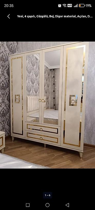 ayna qapi: Yeni, 4 qapılı, Güzgülü, Bej, Açılan, Düz dolab — 1