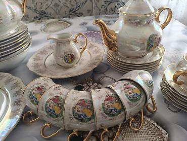 dekor vitrin: Çay dəsti, rəng - Ağ, Farfor, 6 nəfərlik — 1