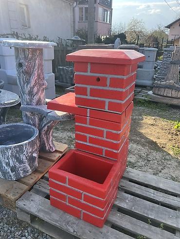 stolic: Dekorativni komplet za dvorište – vertikalni betonski roštilj/ognjište — 1