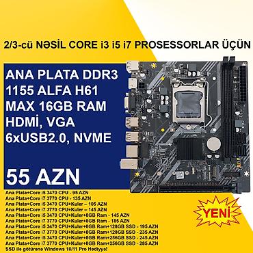 Ana platalar: Kompüter üçün Ana Platalar ⭐DDR3 LGA 1155 Alfa H61 (Yeni) - 55 AZN — 4