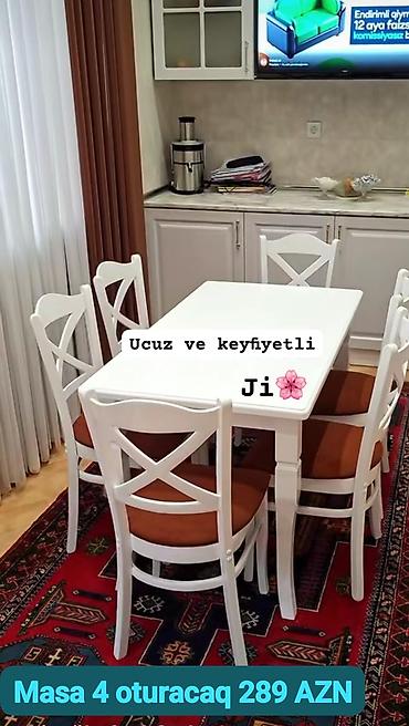 masa balaca: Mətbəx üçün, Yeni, Dördbucaq masa, 4 stul — 2