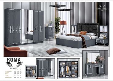 genc yataq: Двуспальная кровать, Шкаф, Трюмо, 2 тумбы, Турция, Новый