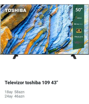 toshiba televizor qiymetleri: Yeni Televizor Toshiba LCD 43" 4K (3840x2160), Pulsuz çatdırılma, Rayonlara çatdırılma