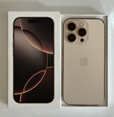 Apple iPhone: IPhone 16 Pro, Б/у, 256 ГБ, Desert Titanium, Защитное стекло, 100 %