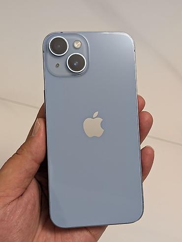 IPhone 14, Б/у, 256 ГБ, Голубой, Защитное стекло, Чехол, 79 %